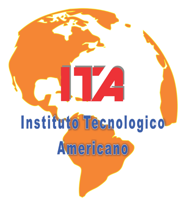 Logo del Instituto Tecnológico Americano con el mapa del continente americano y las siglas ITA en el centro.